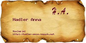 Hadler Anna névjegykártya